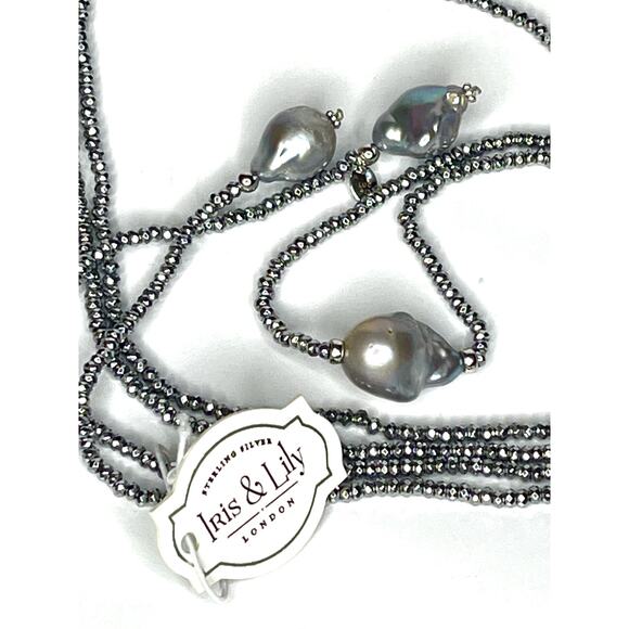 NEW Iris & Lily 925 Silver Faceted Bead ROPE NECKLACE 60" Freshwater Pearls NWT! - Picture 3 of 9